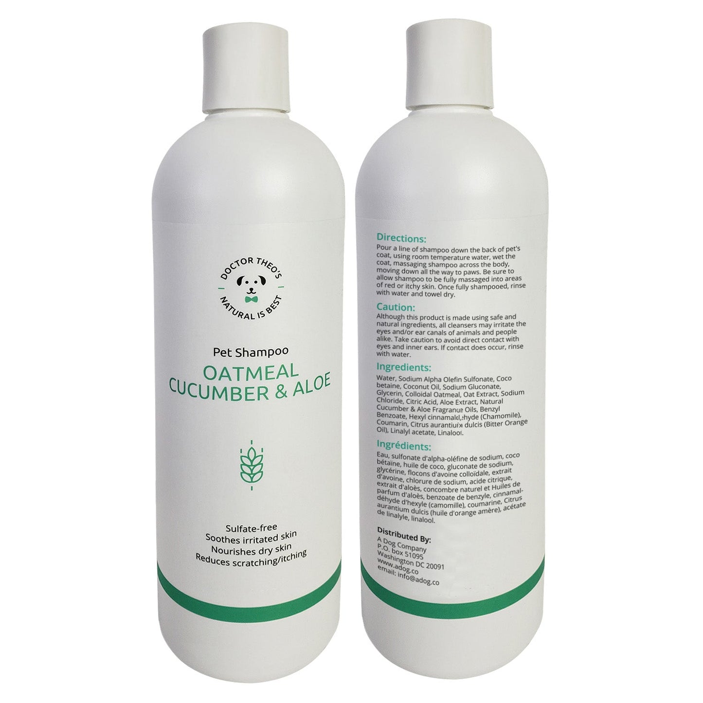 Dr. Theo's Dog Shampoo – Oatmeal, Cucumber & Aloe