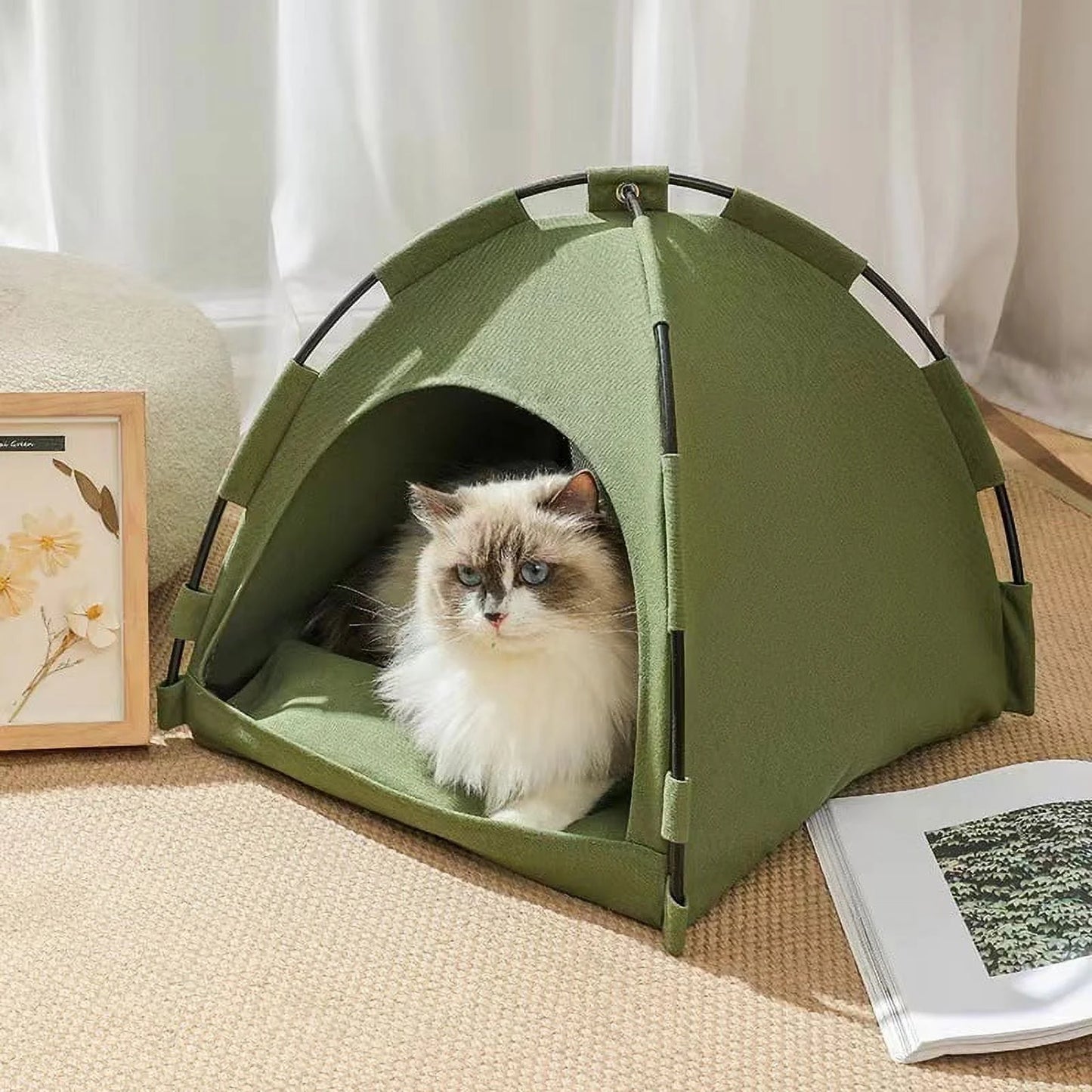 Cat Tent for Indoor Outdoor Cats, Kitten Bed,Cat Cave Bed,Warm Enclosed Covered Cat Tent,Outdoor Cave Bed House for Cats,Puppy or Pets( 15.8 X 15.8 X 13.8)