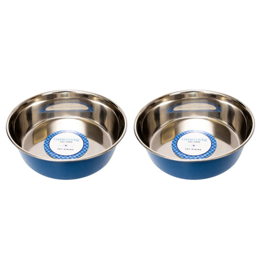 Set of 2 Heavy Gauge Stainless Steel Pet Bowls