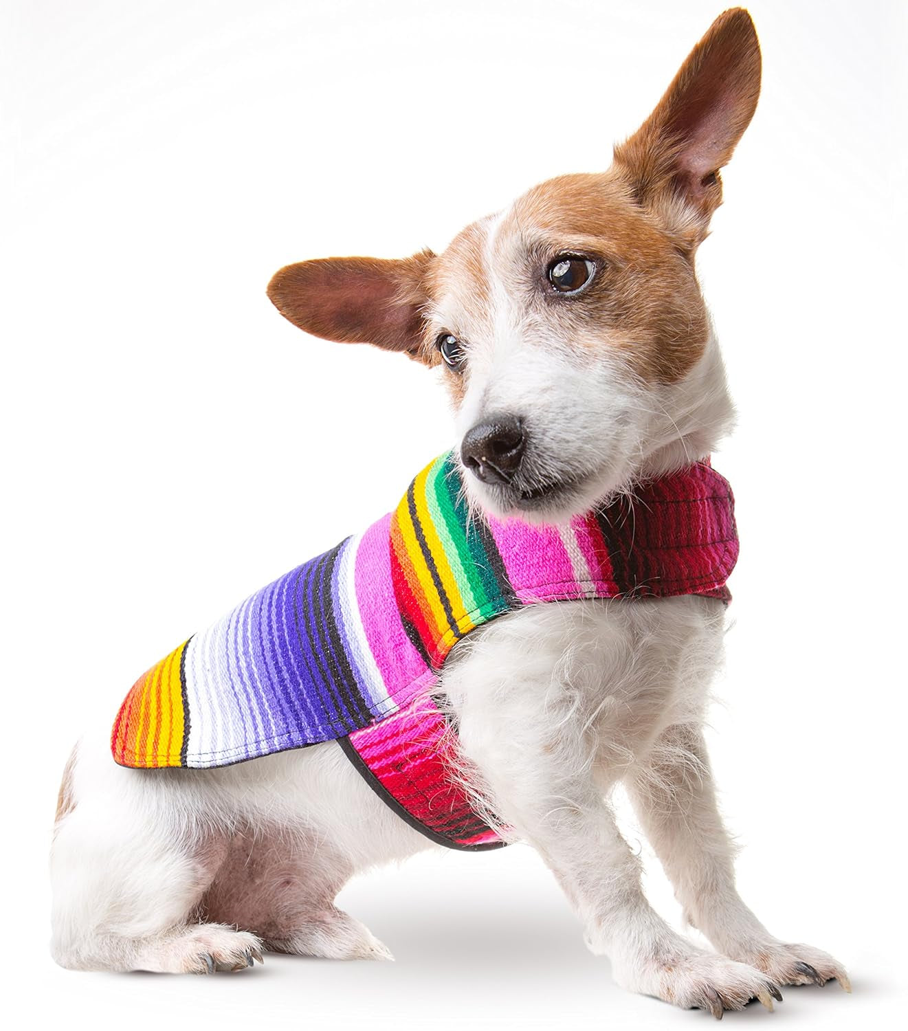 Dog Clothes - Handmade Dog Poncho from Authentic Mexican Blanket by  (Pink, Small)