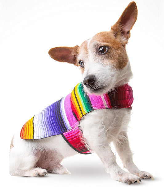 Dog Clothes - Handmade Dog Poncho from Authentic Mexican Blanket by  (Pink, Small)