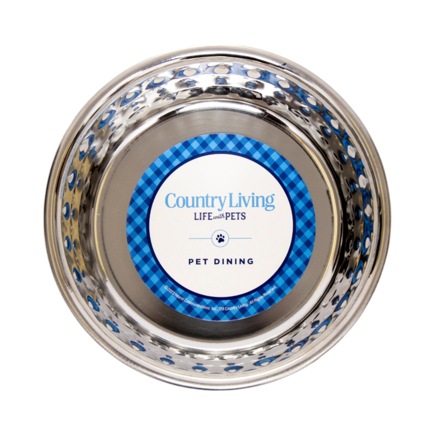 Set of 2 Hammered Stainless Steel Dog Bowls