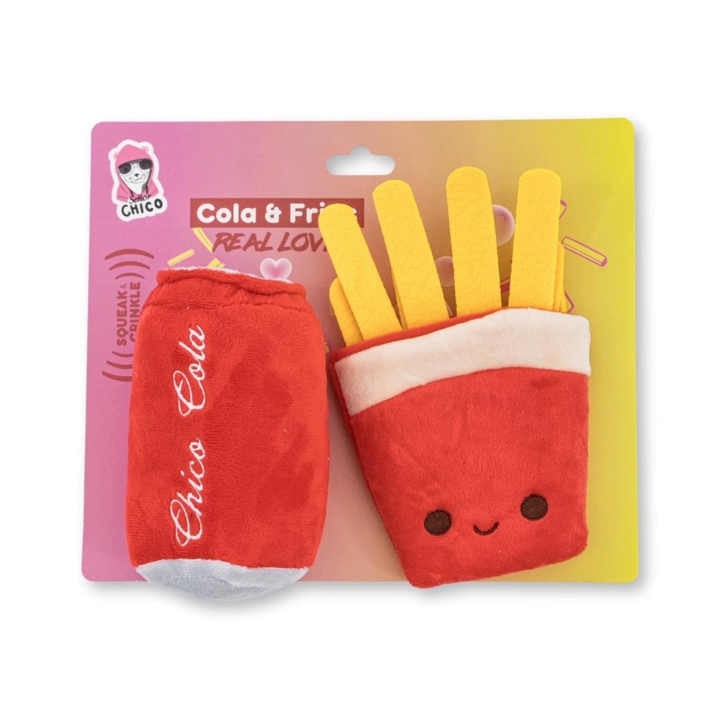Cola & Fries Plush Dog Toy Gift Set