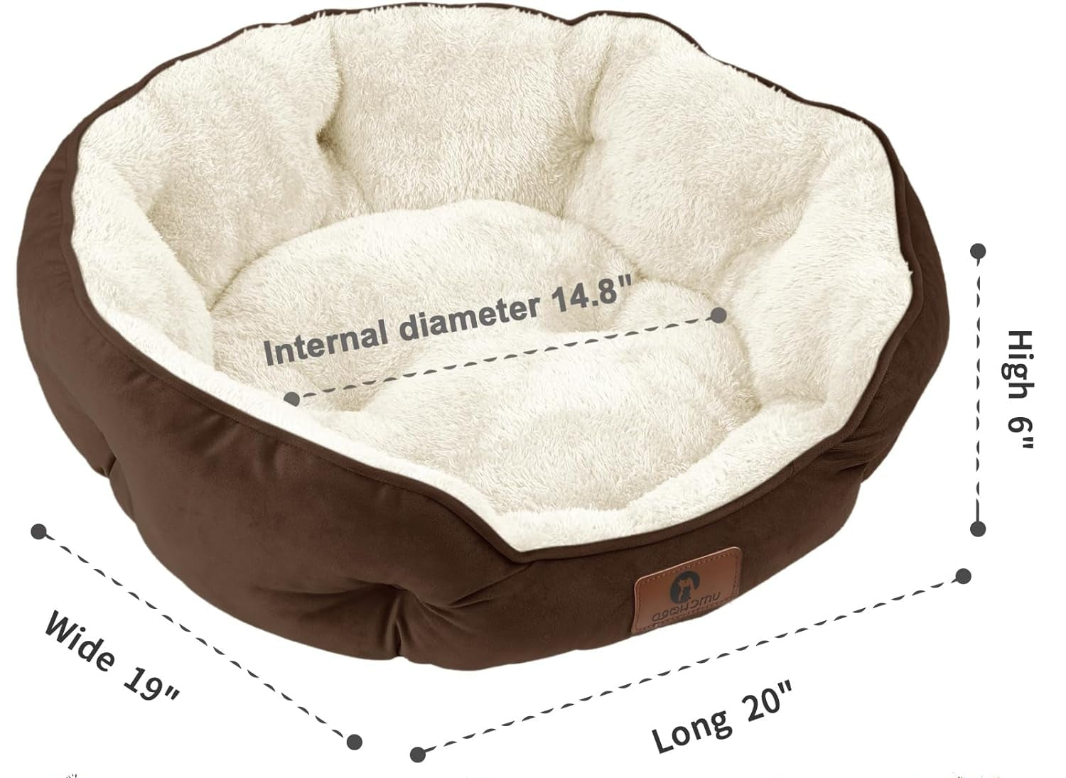 Small Dog Bed for Small Dogs, Cat Beds for Indoor Cats, Pet Bed for Puppy and Kitty, Extra Soft & Machine Washable with Anti-Slip & Water-Resistant Oxford Bottom, Brown, 20 Inches