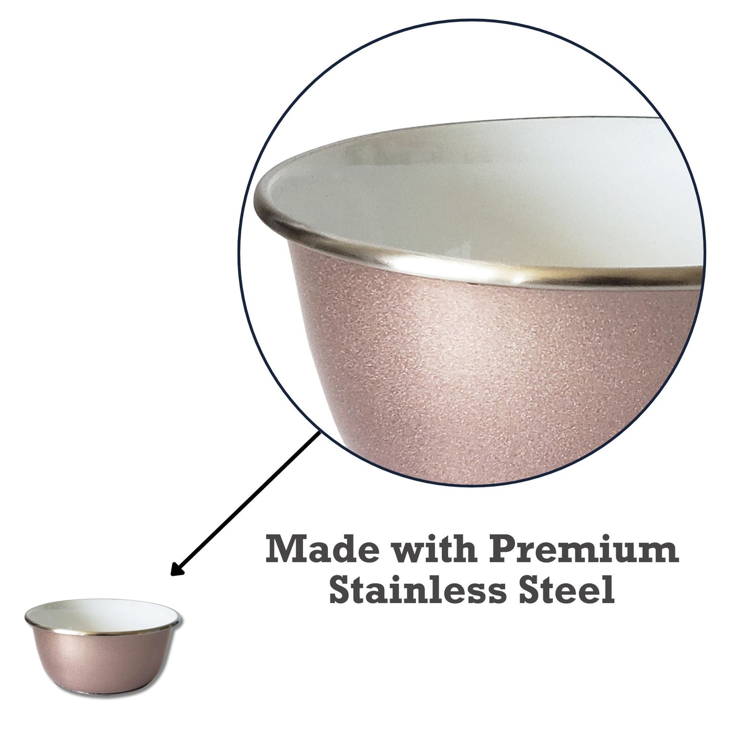 Deep Dog Bowl with Paw Print Design – Stainless Steel/Rose Gold