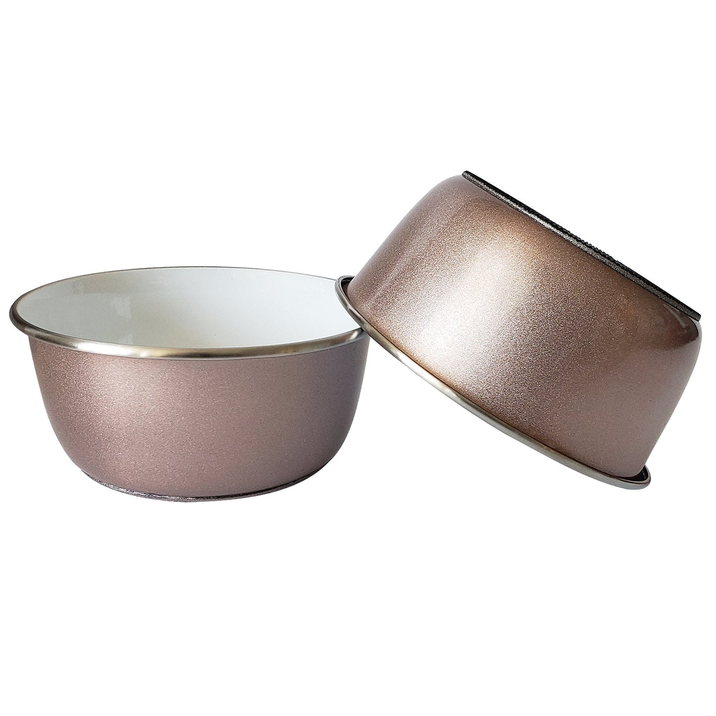 Deep Dog Bowl with Paw Print Design – Stainless Steel/Rose Gold