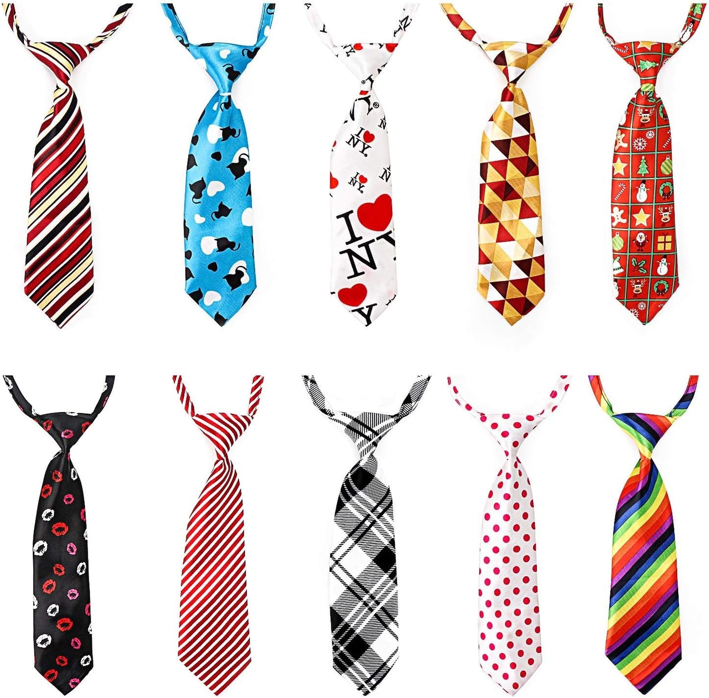 Dog Neckties, 10 Pack Pet Neck Ties for Medium Large Dogs, Adjustable Bow Ties Collar Bulk Bowties Grooming Accessories for Girl Boy Dog Valentines Holiday Festival Birthday Wedding Costumes