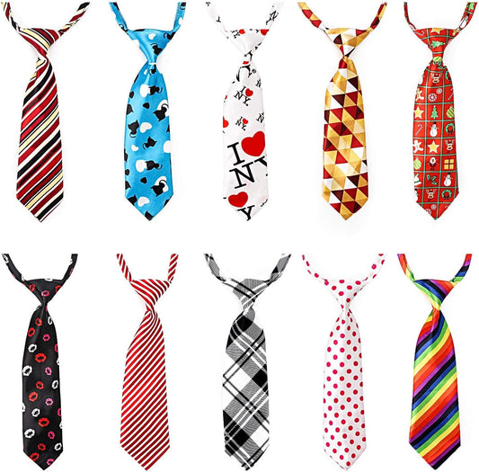 Dog Neckties, 10 Pack Pet Neck Ties for Medium Large Dogs, Adjustable Bow Ties Collar Bulk Bowties Grooming Accessories for Girl Boy Dog Valentines Holiday Festival Birthday Wedding Costumes